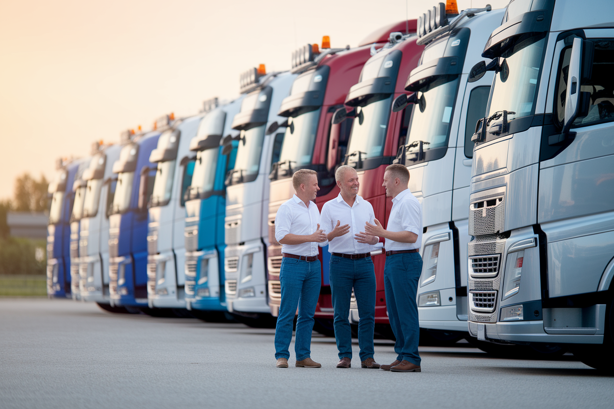 camionneurs-camions-parking-souriants