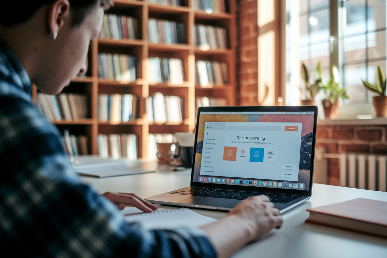 etudiant-bureau-portable-bibliotheque-lumiere