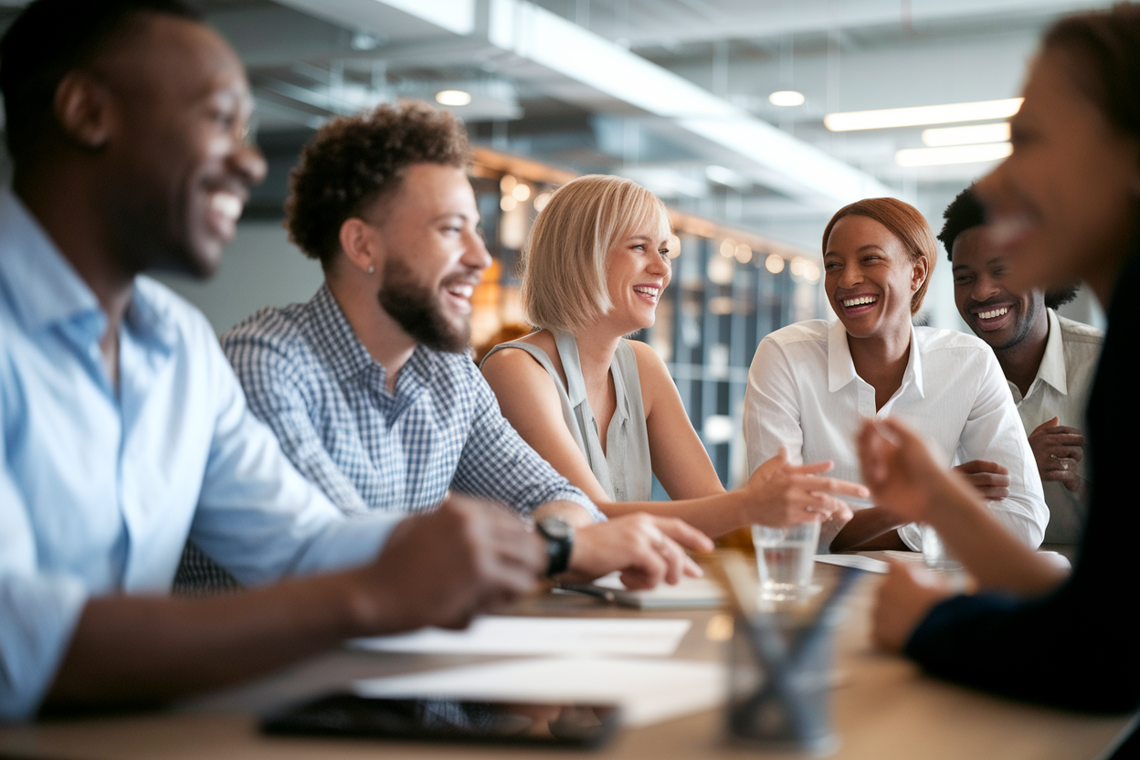 groupe-professionnels-divers-table-rires