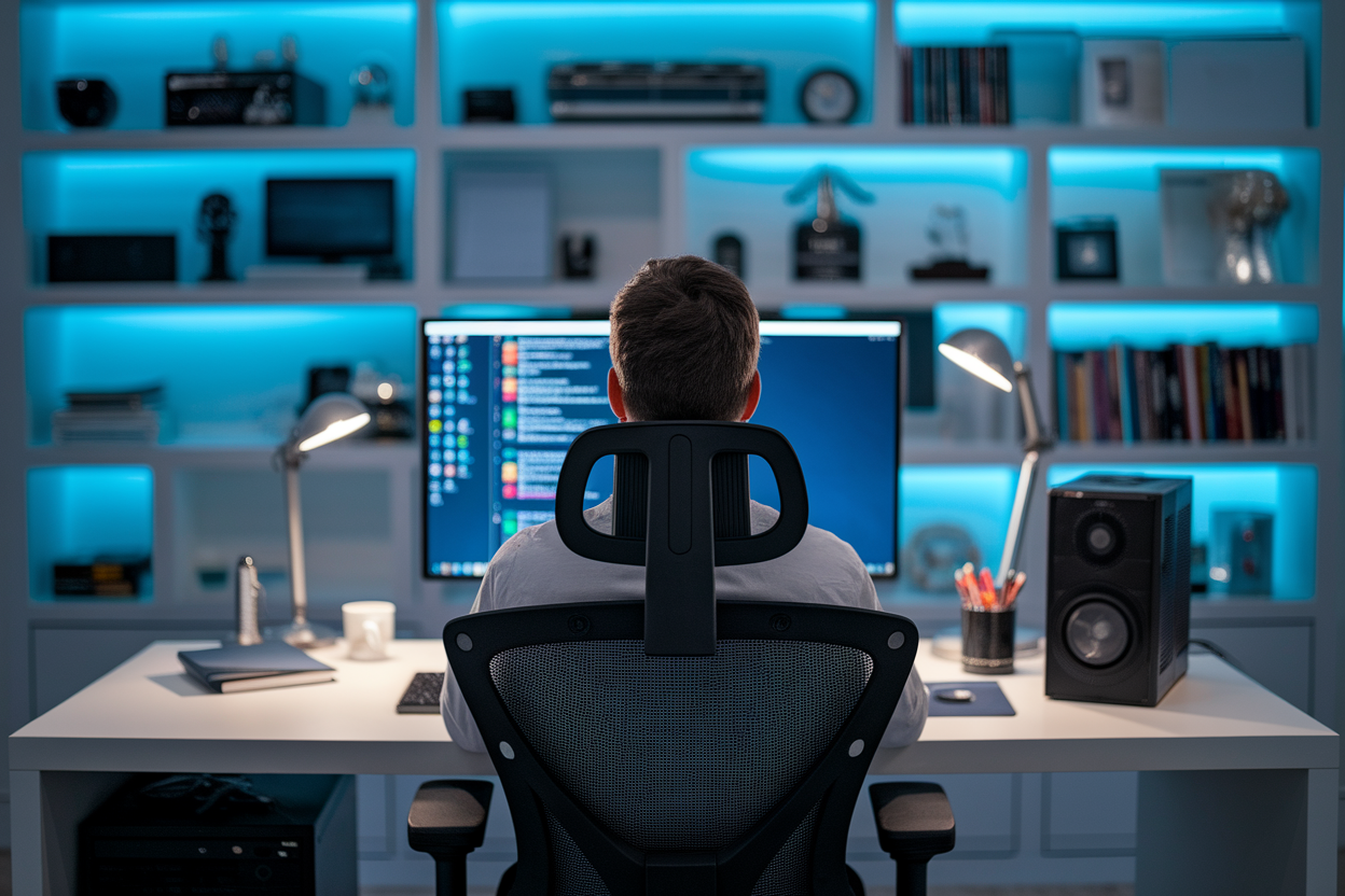 personne-dos-bureau-moderne-ecran-flou
